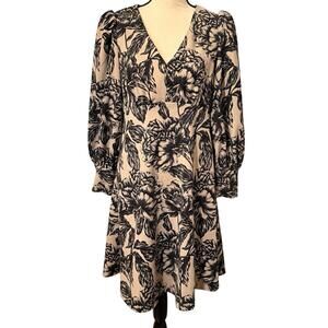 Calvin Klein Beige & Black Floral Dress Size 10